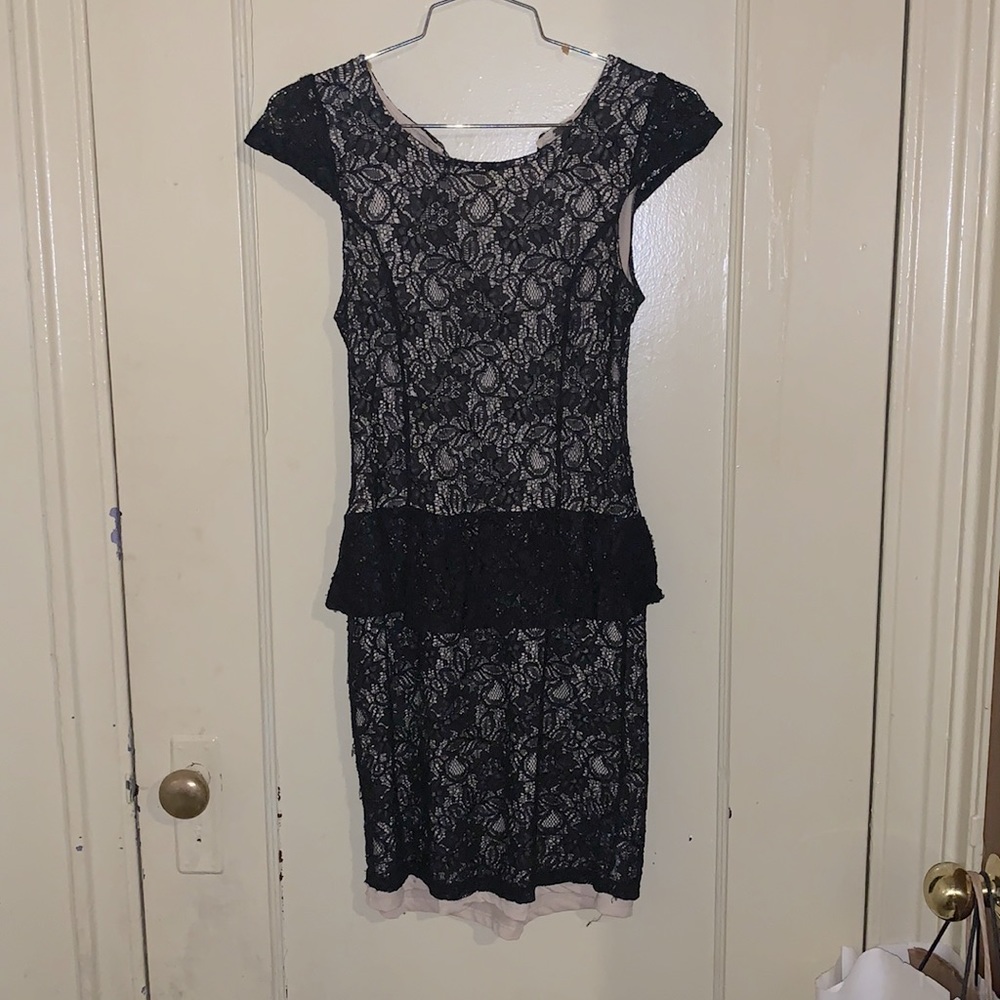 Black lace midi dress